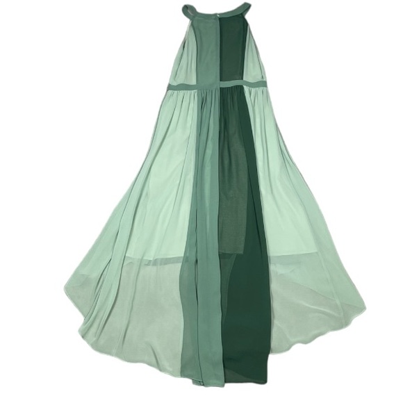 ModCloth Peachy Queen Halter Color Block Hi-Low Flowy Maxi Dress In Pear - Picture 7 of 8